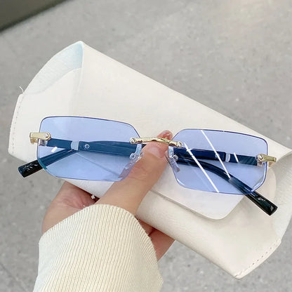 High Definition Blue Light Blocking Sunglasses – UV400 Rimless Square Eyewear