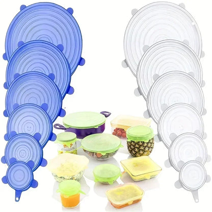 6-Piece Silicone Stretch Lids – Reusable Food Saving Covers for Fruits & Vegetables