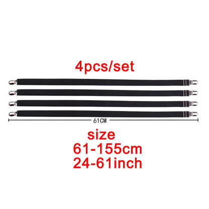 4-Piece Adjustable Elastic Bed Sheet Fastener Set – Sheet Grippers Belt & Mattress Cover Holder
