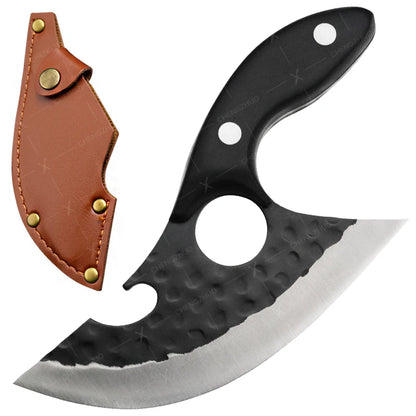 Handmade Forged Meat Cleaver & Boning Knife – Kitchen, Fishing & BBQ Knife with Cover