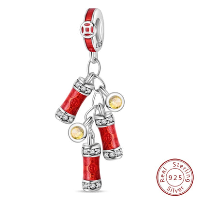 925 Sterling Silver Red Wine, Chili & Dumbbell Charm Bead – Fun DIY Jewelry