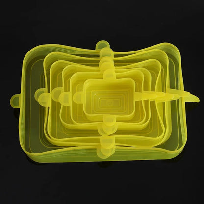6-Piece Square Silicone Stretch Lids – Reusable Food Packaging Elastic Bowl Covers
