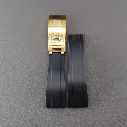 Silicone Watch Strap 20mm with Stainless Steel Buckle – Compatible with Rolex Daytona, SKY-DWELLER, YACHT-MASTER & NH35 Watches