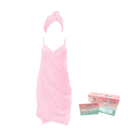 2 Pcs Set Women Camisole Shower Dress Sexy Backless Absorbent Wearable Bath Towel Suspenders Nightdress Dress - BeeTrendyShop.COM