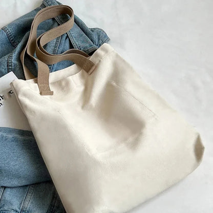 1Pc Women's Tote Bag Canvas Sewing Thread Large Capacity Advanced Sense Handbag Convenient Practical Female's Commuter Bag - BeeTrendyShop.COM