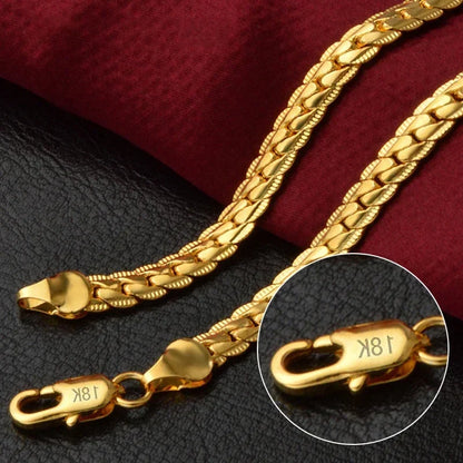 6mm Full Sideways Chain Necklace & Bracelet – 18K Gold & Silver Unisex Jewelry