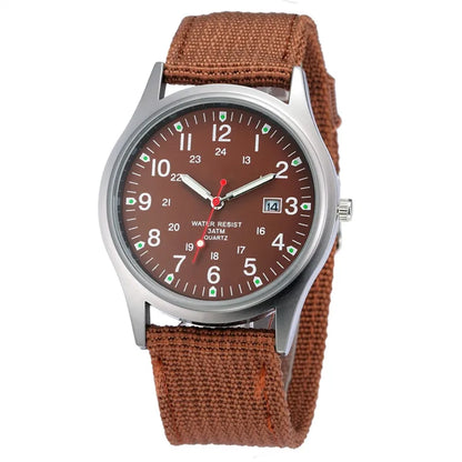 1pc / lot Cheap Watches For Men Fashion Nylon Band Military Army Sports Date Quartz Watch Erkek Barato Saat Reloj Hombre Black - BeeTrendyShop.COM