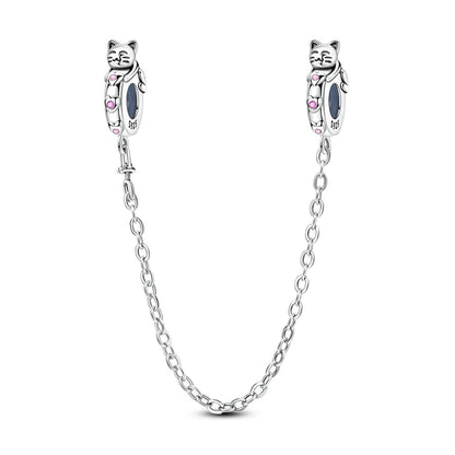 925 Sterling Silver Safety Chain Travel Charm Beads – Aircraft, Earth & Camera