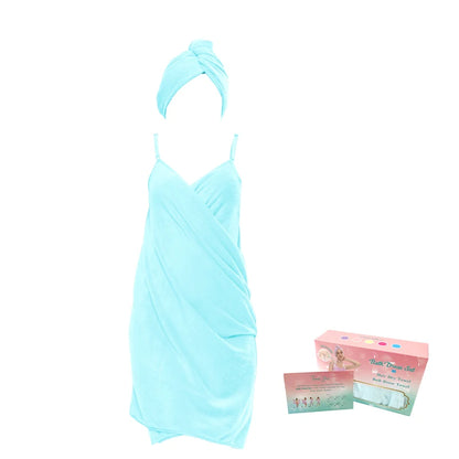 2 Pcs Set Women Camisole Shower Dress Sexy Backless Absorbent Wearable Bath Towel Suspenders Nightdress Dress - BeeTrendyShop.COM