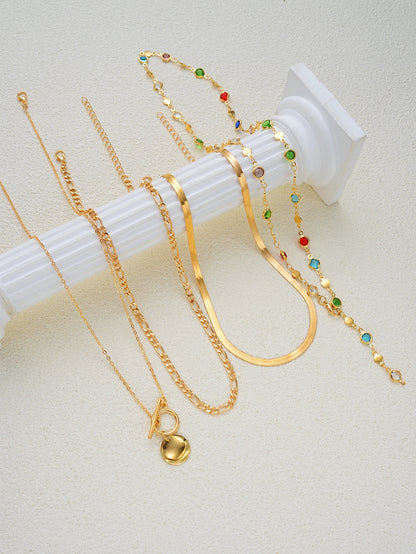Vintage Gemstone Layered Necklace Set (3/4-Piece)