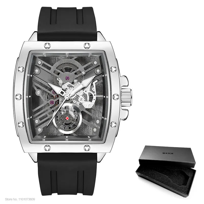 MEGIR & RUIMAS Quartz Watches for Men Military Sport Silicone Strap Wristwatch Tonneau Dial 3atm Waterproof Luminous Hands 310 - BeeTrendyShop.COM