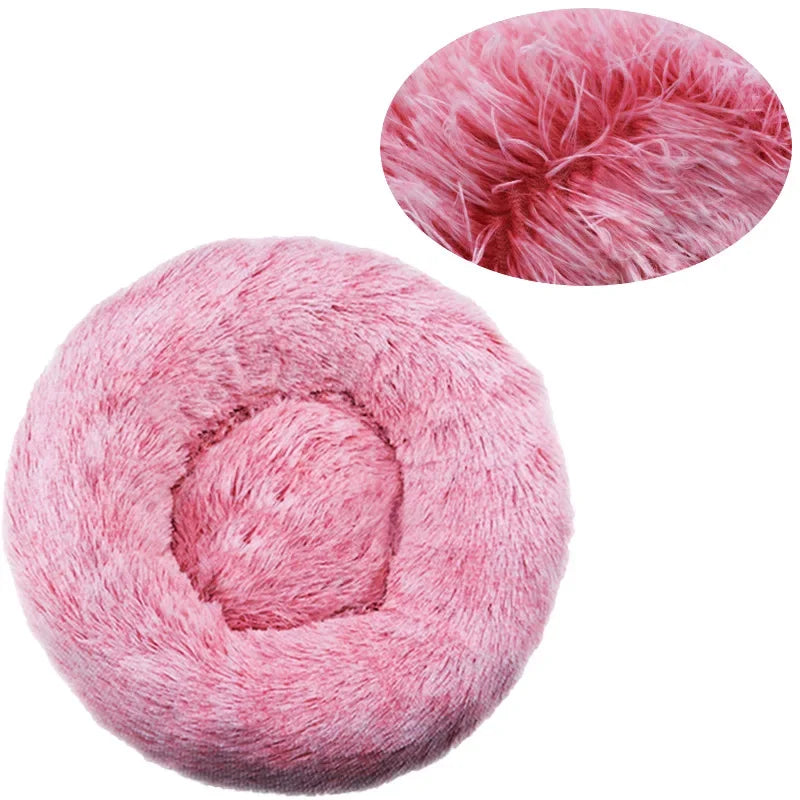 40-90cm Round Plush Pet Bed - Winter Warm Dog & Cat Bed for Medium-Large Pets