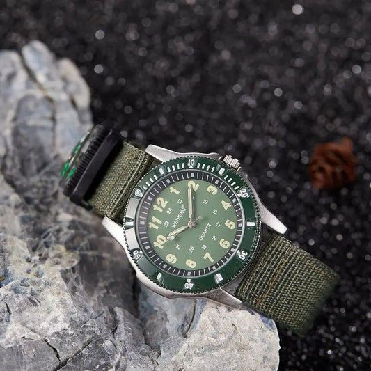 New Fashionable Minimalist Man Watch Luminous Canvas Strap Compass Mountaineering Watch Men's Quartz Watch relojes para hombres