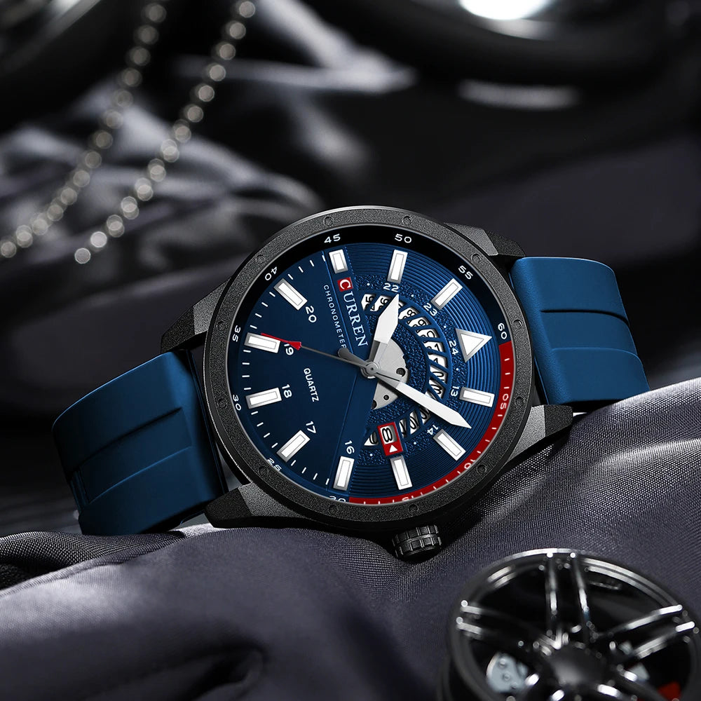 CURREN Fashion Men Watch Top Brand Luxury Waterproof Sport Mens Watches Silicone Automatic Date Military Wristwatch - BeeTrendyShop.COM