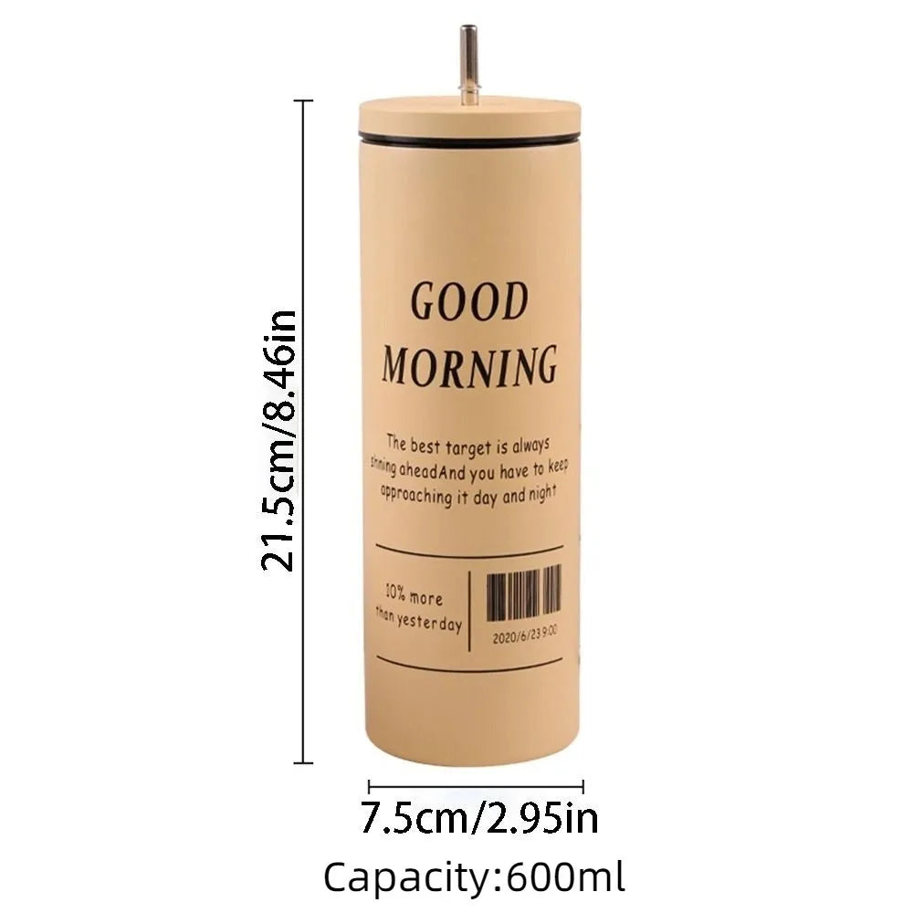 600ML Creative Thermal Water Bottle – Large Capacity Insulated Tea Mug Stainless Steel