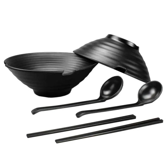 2Set Japanese Noodle Bowl With Spoon Tableware Set Restaurant Household Retro Dinnerware Large Ramen Rice Noodles Soup Bowl Set