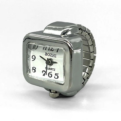 Vintage Punk Finger Watch Mini Elastic Strap Alloy Watches Couple Rings Jewelry Clock Retro Roman Quartz Watch Rings Women Men - BeeTrendyShop.COM