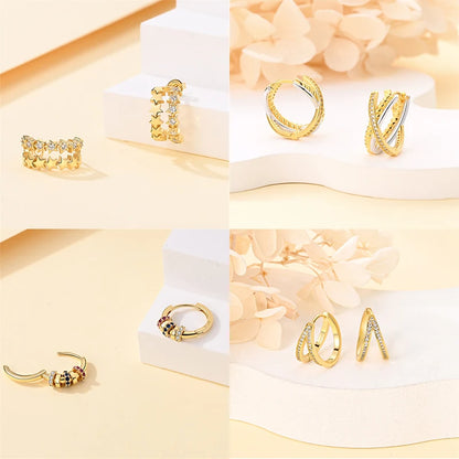Pandach 925 Silver Pearl Bee Star Moon Stud Earrings – Trending Fashion Jewelry for Women