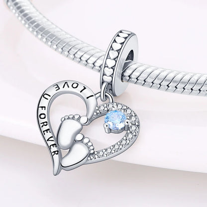 925 Sterling Silver Mom & Daughter Heart Charm – Mother's Day DIY Jewelry
