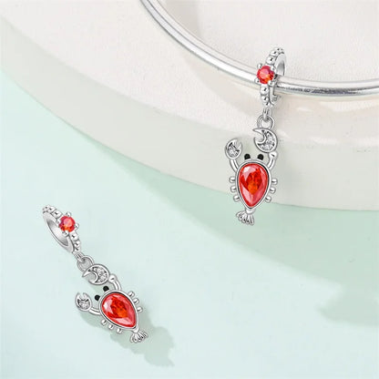 925 Sterling Silver Blue Crab & Red Lobster Charm Bead – Ocean DIY Jewelry