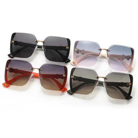 Square Sunglasses - Frameless Gradient Lenses, UV400 Protection, Oversized & Lightweight, Women's Fashion‌
