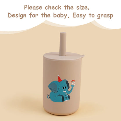 Baby Feeding Straw Cup – Anti-Hot Leakproof Silicone Toddler Water Bottle