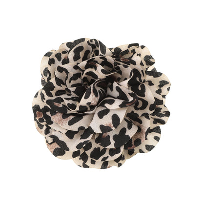 Leopard Print Flower Hair Claw Clip – Vintage Barrette for Women