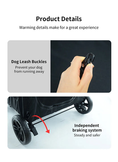 Medium and Large Dog Outing Stroller Pet Stroller Golden Hair Giant Dog Foldable Dog Assistance Car - BeeTrendyShop.COM