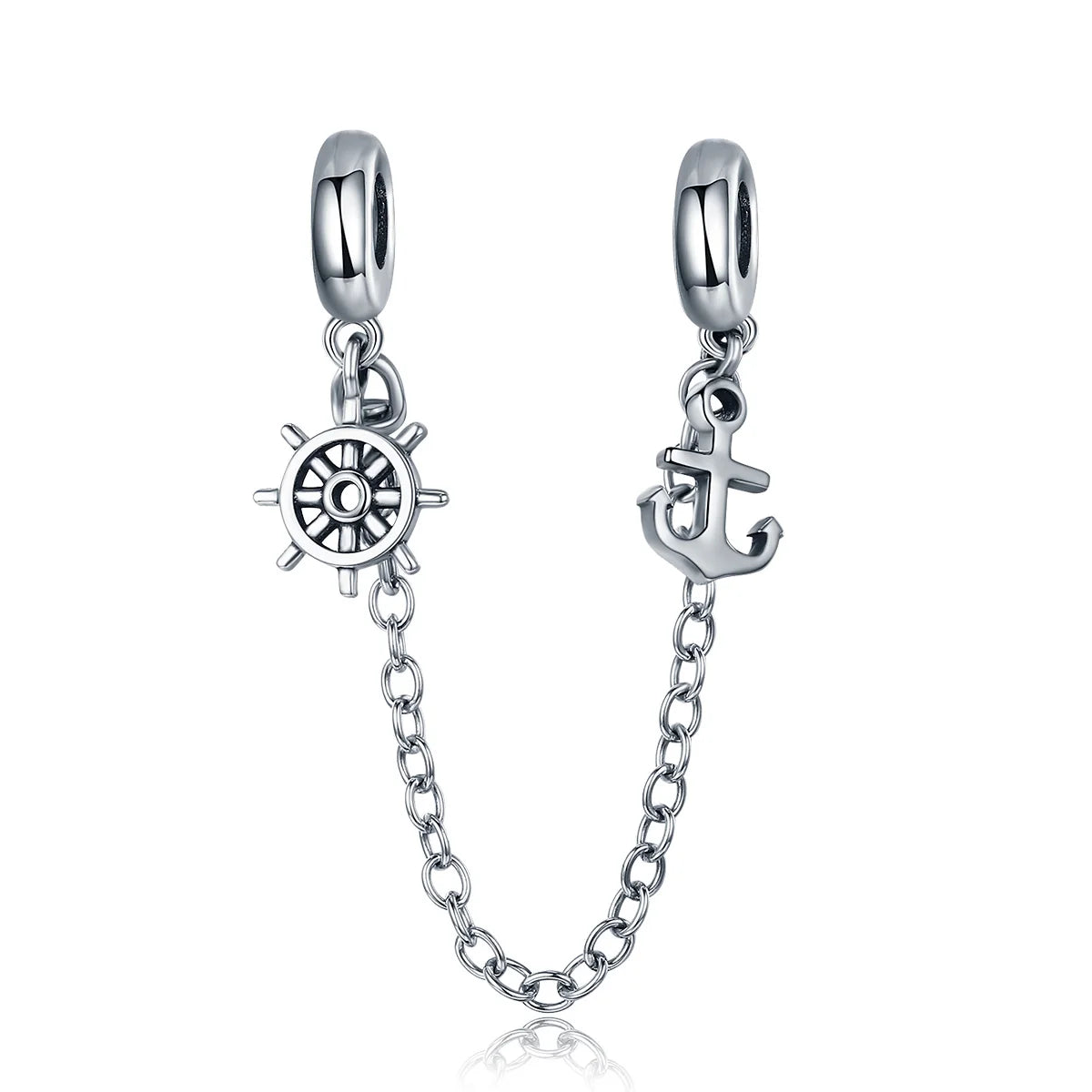WOSTU 925 Sterling Silver Amimal Safety Chain Heart Key Flower Pendant CZ Charms Stopper Fit Original Bracelet DIY Fine Jewelry