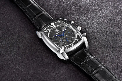 Relogio Masculino Mens Watches Top Luxury Brand BENYAR Chronograph Leather Quartz Watch Men Military Sport Rectangle Wristwatch - BeeTrendyShop.COM