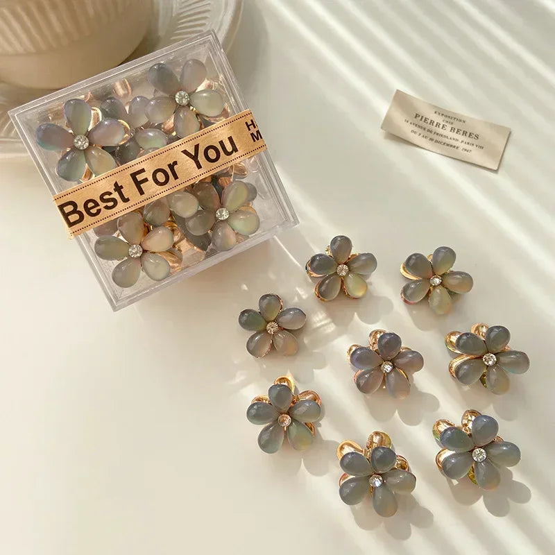 Mini Flower Hair Claw Clips – Colorful Opal Hairpins for Women & Girls (1/10Pcs)