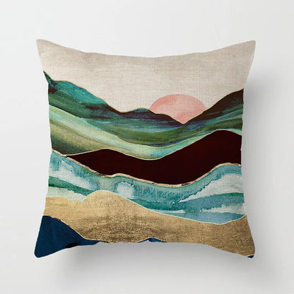 Japanese Geometric Peak Linen Cushion Cover – Encrypted Woven Throw Pillow Case for Sofa & Home