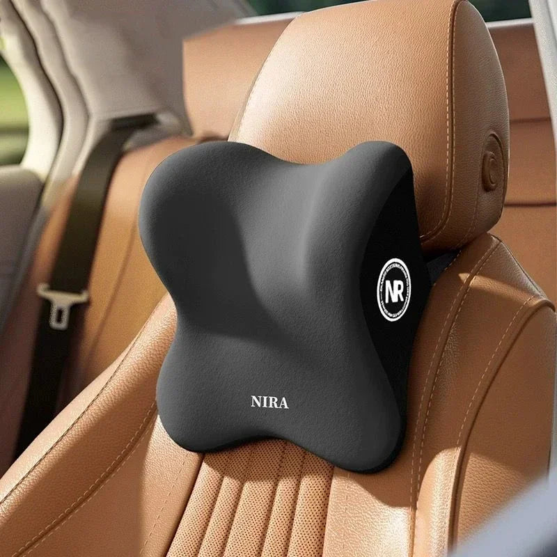 Car Memory Foam Lumbar & Neck Support Pillow – Removable Washable Backrest for Universal Vehicles