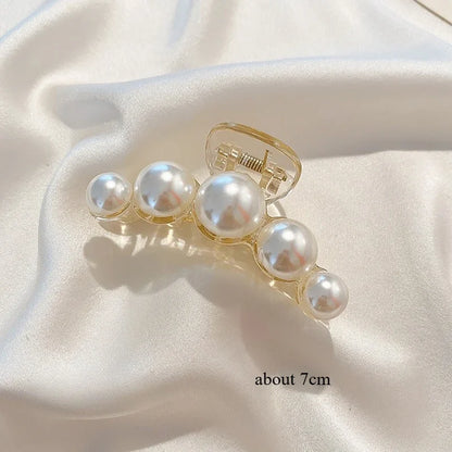 Korean Big Pearl Hair Claw Clip – Elegant Hairgrip Barrette for Women & Girls