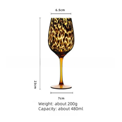 Vintage Leopard Print Wine Glass – Art Goblet for Cocktail Whisky Burgundy