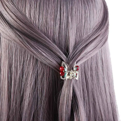 Mini Rhinestone Cherry Hair Claw Clip – Korean Style Sparkle Hairpin for Women