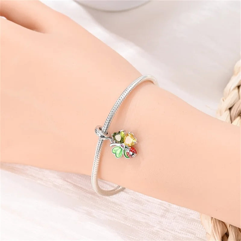 925 Silver Plating Colorful Butterfly Insect Animal Charms Beads Sparkling Zircon Fit Qikaola 925 Original Bracelets DIY Jewelry