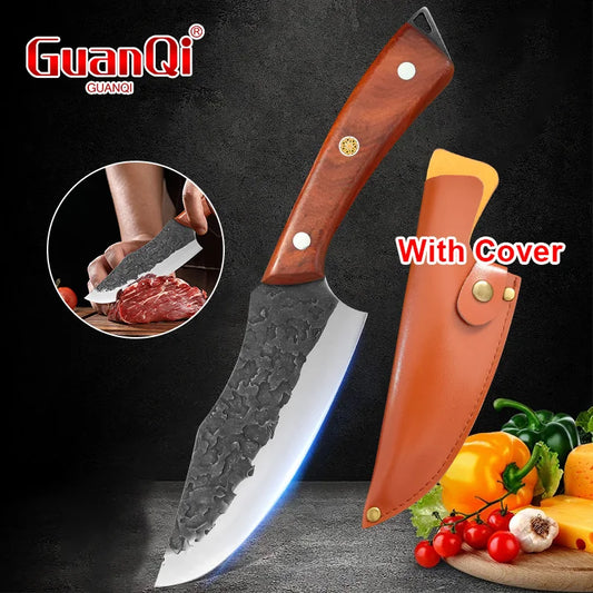 Forged Kitchen Knife Stainless Steel Meat Cleaver Boning Knife Fruit Slicing Cutting Knife Multifunctional Knife with KnifeCover
