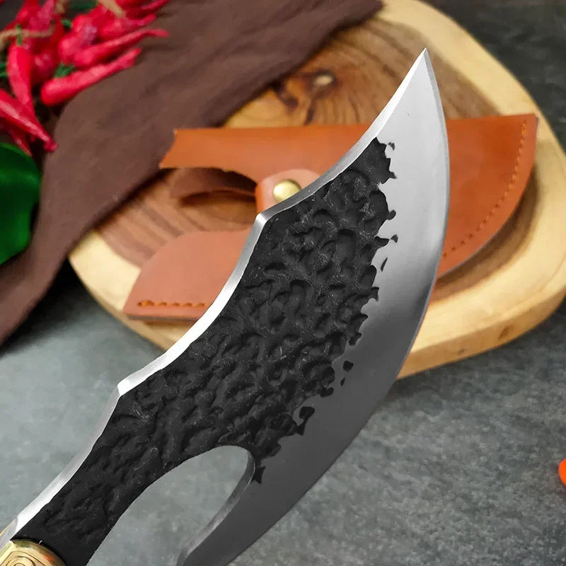 High Hardness Butcher's Knife BBQ Meat Fruit Cutting Utility Knife Professional Bone Chopping Axe Wood Handle Chef Slicing Knife