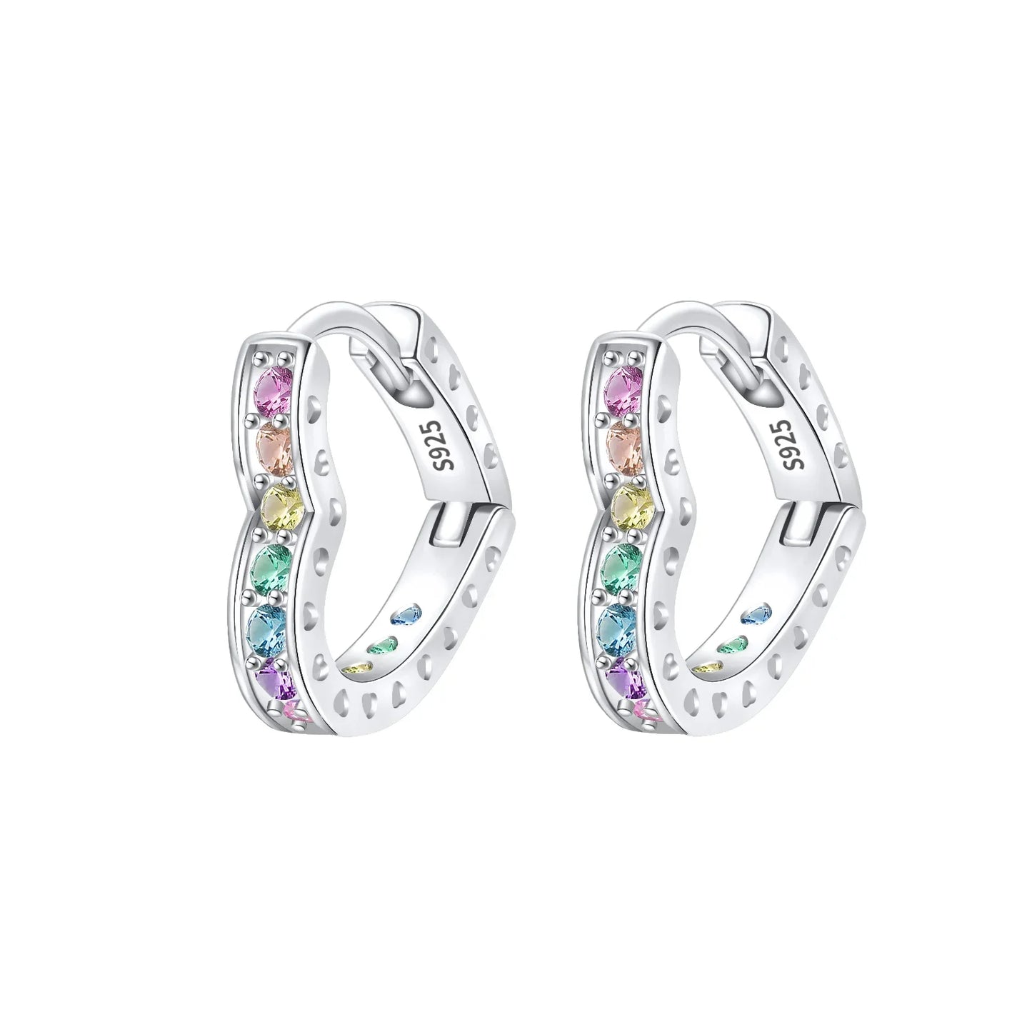 Sparkling Hoop Earrings 925 Sterling Silver Moon Pearl Heart Crystal Luxury Romantic Earing Fit Woman Wedding Party Jewelry Gift