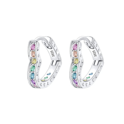 925 Sterling Silver Sparkling Hoop Earrings – Moon Pearl Heart Crystal Jewelry for Women
