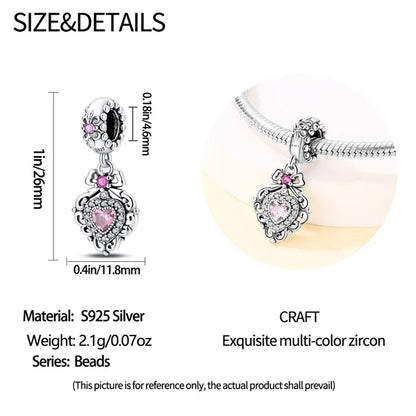 925 Sterling Silver Classic Retro Lotus Heart-Shaped Charms Beads Fit Original Pandach Bracelets Fine DIY Anniversary Jewelry