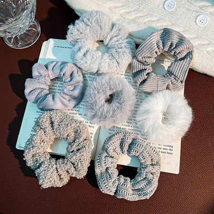 Korean Plush Cat Ear Scrunchies - High Elastic Hair Ties - BeeTrendyShop.COM