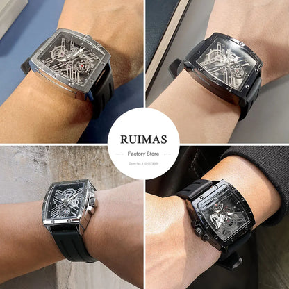 Collage of a watch on a wrist with 'RUIMAS' branding.
