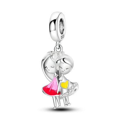 925 Sterling Silver Tree of Life & Peach Heart Charm Bead – Sweet Love DIY Jewelry