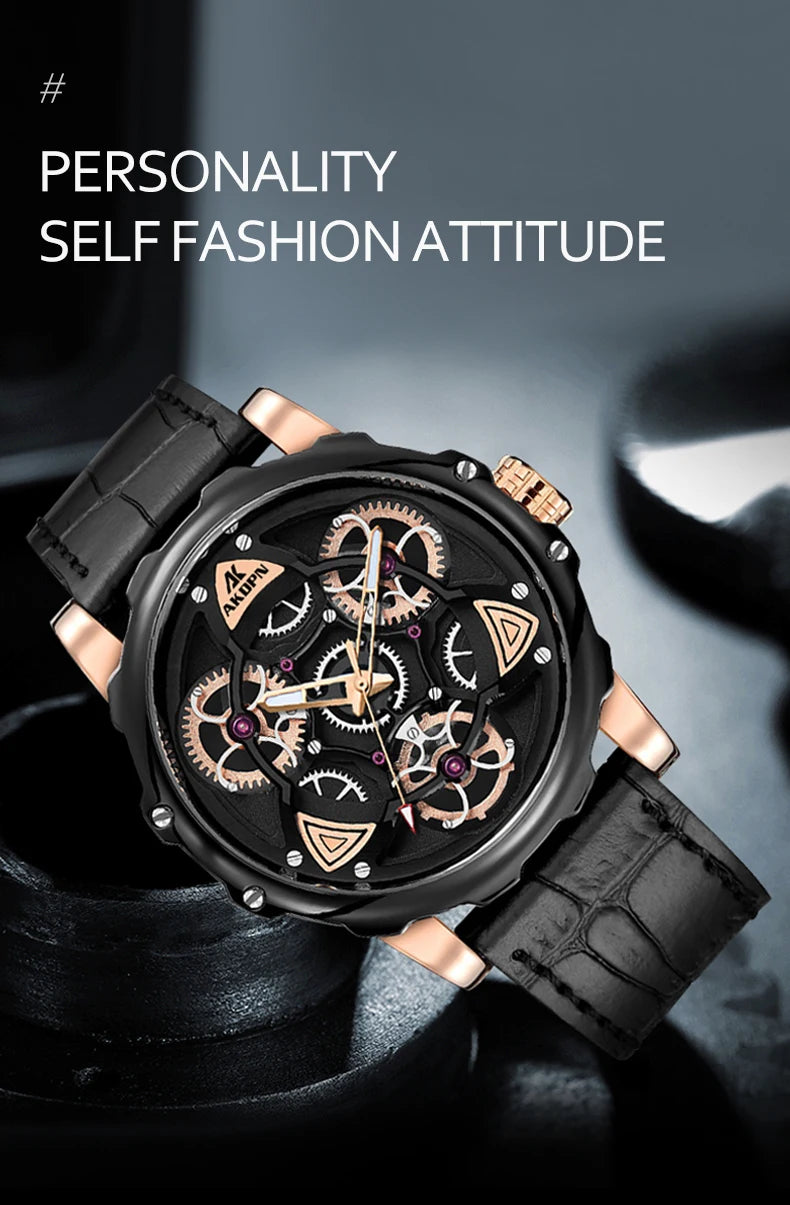 A high-end men's watch with cool retro and trendy style quartz watch