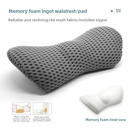Breathable Memory Foam Lumbar Support Cushion – Car Seat, Bed & Office Waist Pillow