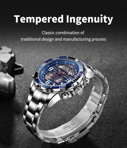 Luxury Digital Sport Watch for Men – All Steel Military, Waterproof Quartz with Box