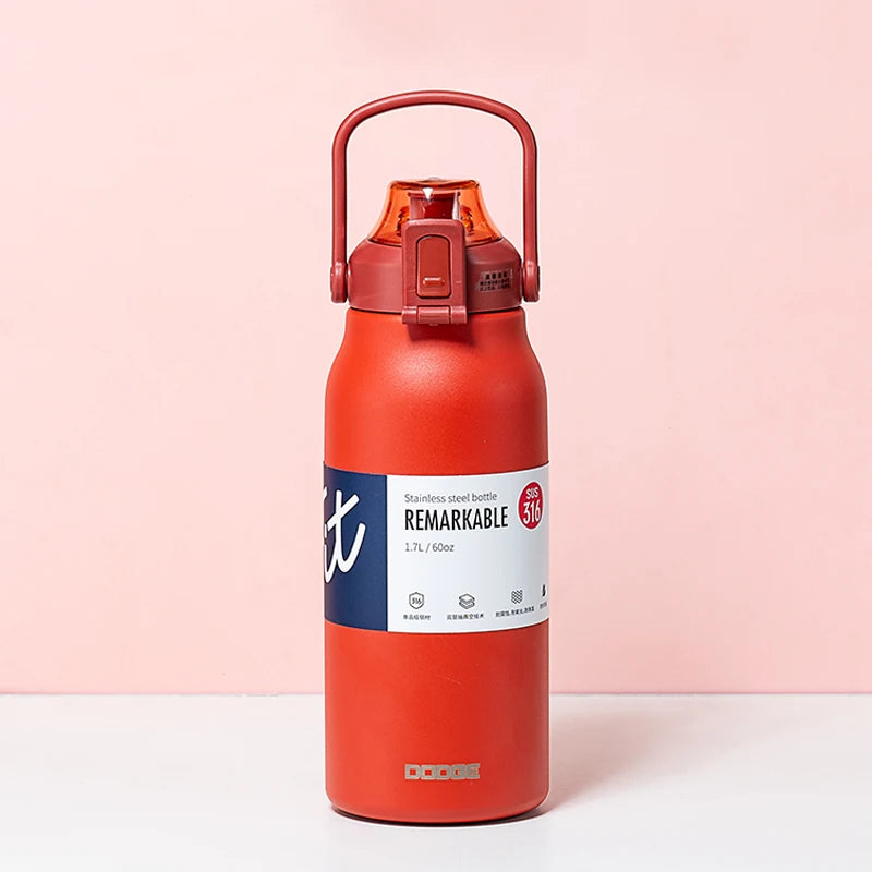 Large Capacity Stainless Steel Tumbler with Straw – Hot & Cold Vacuum Flask