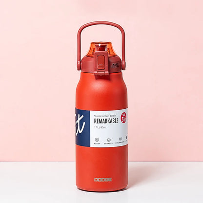 Large Capacity Stainless Steel Tumbler with Straw – Hot & Cold Vacuum Flask